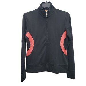 Lucy Activewear Women's Black Coral Stretch Full Zip Mock Neck Athletic Jacket S